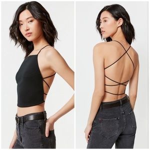 Urban Outfitters Black Strappy Black Backless  Top
